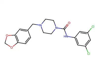 4-(2H-1,3-Benzodioxol-5-ylmethyl)-N-(3,5-dichlorophenyl)piperazine-1-carboxamide structure