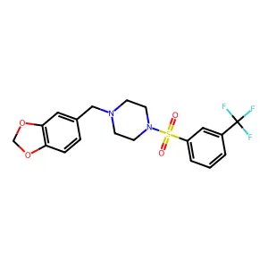 1-(1,3-Benzodioxol-5-ylmethyl)-4-{[3-(trifluoromethyl)phenyl]sulfonyl}piperazine structure