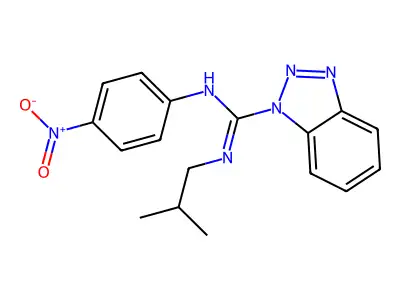 N'-(2-methylpropyl)-N-(4-nitrophenyl)benzotriazole-1-carboximidamide structure