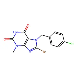 8-bromo-7-(4-chlorobenzyl)-3-methyl-3,7-dihydro-1H-purine-2,6-dione structure