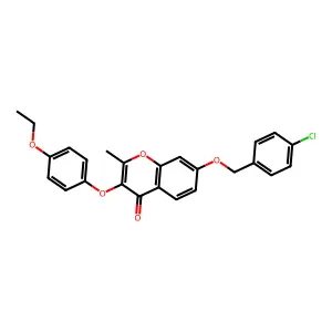 7-[(4-chlorobenzyl)oxy]-3-(4-ethoxyphenoxy)-2-methyl-4H-chromen-4-one structure