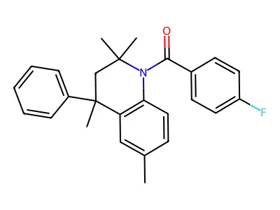 (4-fluorophenyl)-(2,2,4,6-tetramethyl-4-phenyl-3H-quinolin-1-yl)methanone structure