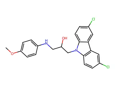 1-(3,6-dichloro-9H-carbazol-9-yl)-3-[(4-methoxyphenyl)amino]propan-2-ol structure