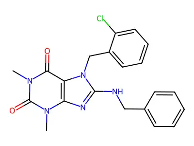 8-(benzylamino)-7-(2-chlorobenzyl)-1,3-dimethyl-3,7-dihydro-1H-purine-2,6-dione structure