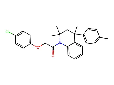 2-(4-chlorophenoxy)-1-[2,2,4-trimethyl-4-(4-methylphenyl)-3H-quinolin-1-yl]ethanone structure