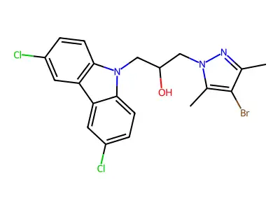 3-(3,6-Dichlorocarbazol-9-yl)-1-(4-bromo-3,5-dimethylpyrazolyl)propan-2-ol structure