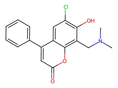 6-chloro-8-[(dimethylamino)methyl]-7-hydroxy-4-phenyl-2H-chromen-2-one structure