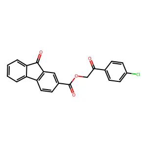 2-(4-chlorophenyl)-2-oxoethyl 9-oxo-9H-fluorene-2-carboxylate structure
