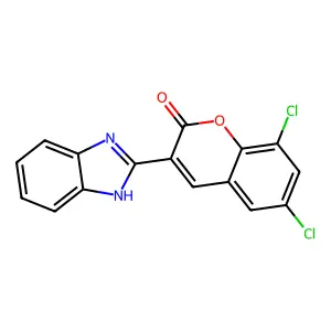 3-(1H-benzimidazol-2-yl)-6,8-dichlorochromen-2-one structure