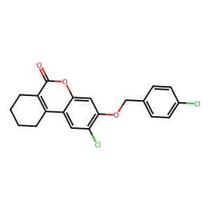 2-chloro-3-[(4-chlorobenzyl)oxy]-7,8,9,10-tetrahydro-6H-benzo[c]chromen-6-one structure