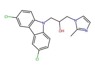 1-(3,6-dichloro-9H-carbazol-9-yl)-3-(2-methyl-1H-imidazol-1-yl)propan-2-ol structure