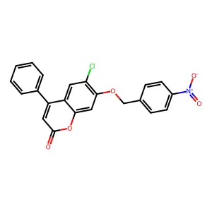 6-Chloro-7-((4-nitrobenzyl)oxy)-4-phenyl-2H-chromen-2-one structure