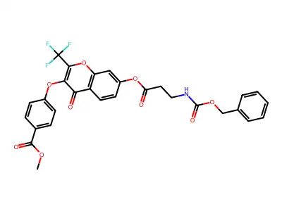 methyl 4-[4-oxo-7-[3-(phenylmethoxycarbonylamino)propanoyloxy]-2-(trifluoromethyl)chromen-3-yl]oxybenzoate structure