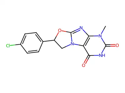 7-(4-Chlorophenyl)-4-methyl-7,8-dihydropurino[8,7-b][1,3]oxazole-1,3-dione structure