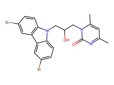 1-[3-(3,6-dibromo-9H-carbazol-9-yl)-2-hydroxypropyl]-4,6-dimethyl-2(1H)-pyrimidinone structure