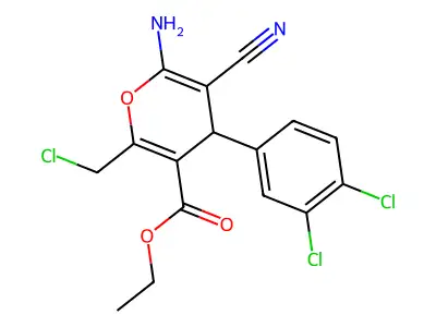 ethyl 6-amino-2-(chloromethyl)-5-cyano-4-(3,4-dichlorophenyl)-4H-pyran-3-carboxylate structure