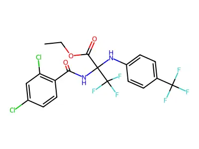 ethyl 2-[(2,4-dichlorobenzoyl)amino]-3,3,3-trifluoro-2-[4-(trifluoromethyl)anilino]propanoate structure