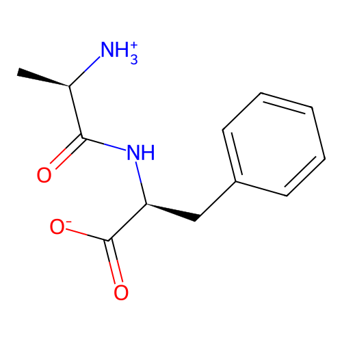 (2S)-2-[[(2R)-2-azaniumylpropanoyl]amino]-3-phenylpropanoate structure