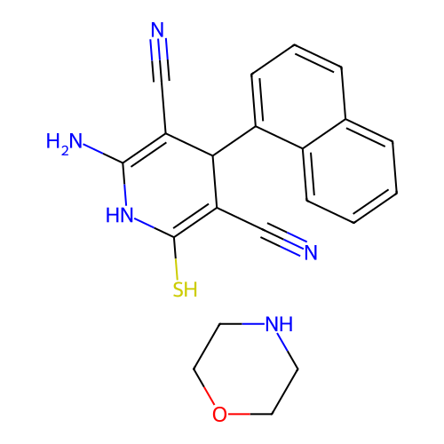 2-amino-4-naphthalen-1-yl-6-sulfanyl-1,4-dihydropyridine-3,5-dicarbonitrile; morpholine structure