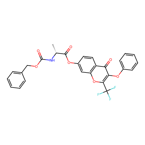(R)-4-oxo-3-phenoxy-2-(trifluoromethyl)-4H-chromen-7-yl 2-(((benzyloxy)carbonyl)amino)propanoate structure