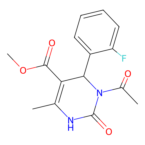 methyl 3-acetyl-4-(2-fluorophenyl)-6-methyl-2-oxo-1,2,3,4-tetrahydropyrimidine-5-carboxylate structure