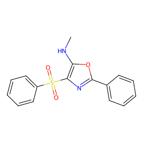 N-methyl-2-phenyl-4-(phenylsulfonyl)-5-Oxazolamine structure