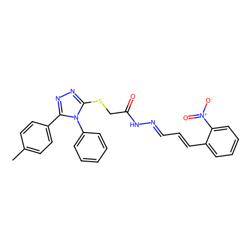 2-{[5-(4-methylphenyl)-4-phenyl-4H-1,2,4-triazol-3-yl]sulfanyl}-N'-[(1E,2E)-3-(2-nitrophenyl)prop-2-en-1-ylidene]acetohydrazide structure