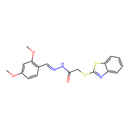 2-(1,3-benzothiazol-2-ylsulfanyl)-N'-[(E)-(2,4-dimethoxyphenyl)methylidene]acetohydrazide structure