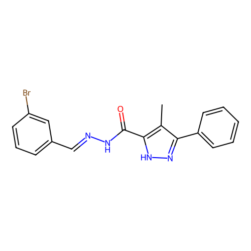 N'-[(E)-(3-bromophenyl)methylidene]-4-methyl-3-phenyl-1H-pyrazole-5-carbohydrazide structure