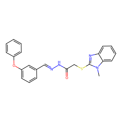 2-[(1-methyl-1H-benzimidazol-2-yl)sulfanyl]-N'-[(E)-(3-phenoxyphenyl)methylidene]acetohydrazide structure