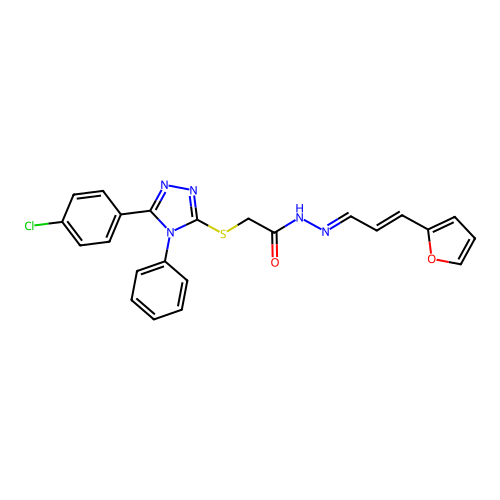 (E)-2-((5-(4-chlorophenyl)-4-phenyl-4H-1,2,4-triazol-3-yl)thio)-N'-((E)-3-(furan-2-yl)allylidene)acetohydrazide structure