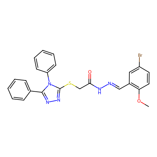 N'-[(E)-(5-bromo-2-methoxyphenyl)methylidene]-2-[(4,5-diphenyl-4H-1,2,4-triazol-3-yl)sulfanyl]acetohydrazide structure