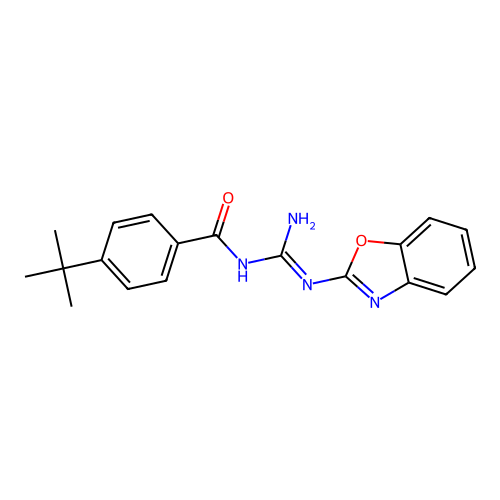 N-[amino(1,3-benzoxazol-2-ylamino)methylene]-4-tert-butylbenzamide structure
