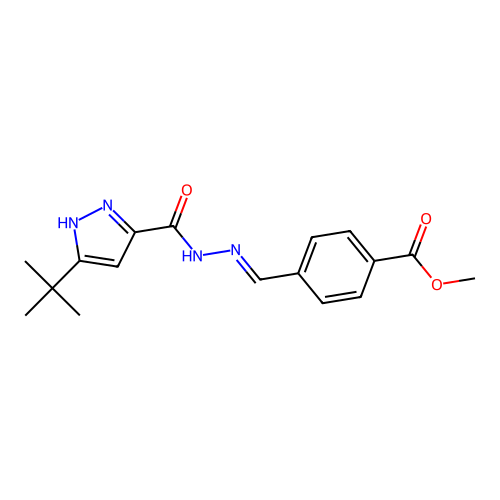 methyl 4-((E)-{[(3-tert-butyl-1H-pyrazol-5-yl)carbonyl]hydrazono}methyl)benzoate structure