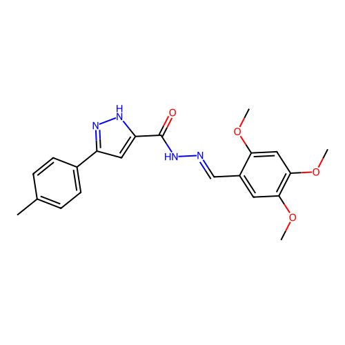 (E)-3-(p-tolyl)-N'-(2,4,5-trimethoxybenzylidene)-1H-pyrazole-5-carbohydrazide structure