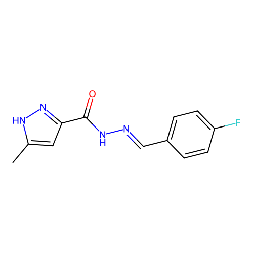 N'-[(E)-(4-fluorophenyl)methylidene]-3-methyl-1H-pyrazole-5-carbohydrazide structure