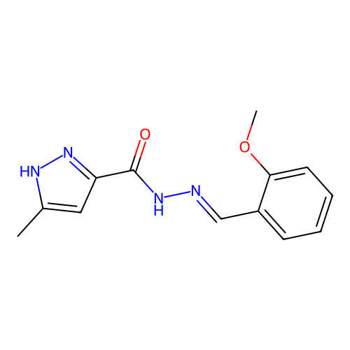 N'-[(E)-(2-methoxyphenyl)methylidene]-3-methyl-1H-pyrazole-5-carbohydrazide structure