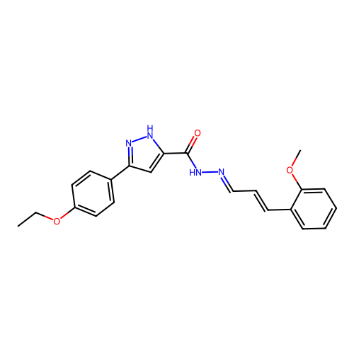 (E)-3-(4-ethoxyphenyl)-N'-((E)-3-(2-methoxyphenyl)allylidene)-1H-pyrazole-5-carbohydrazide structure