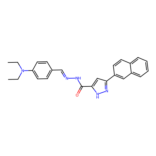 (E)-N'-(4-(diethylamino)benzylidene)-3-(naphthalen-2-yl)-1H-pyrazole-5-carbohydrazide structure