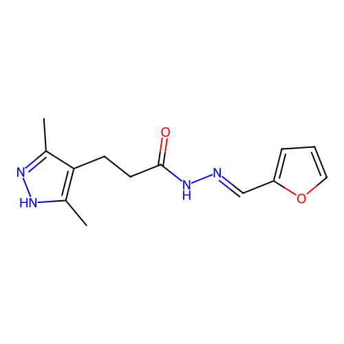 (E)-3-(3,5-dimethyl-1H-pyrazol-4-yl)-N'-(furan-2-ylmethylene)propanehydrazide structure