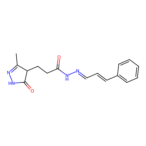 3-(3-methyl-5-oxo-4,5-dihydro-1H-pyrazol-4-yl)-N'-[(1E,2E)-3-phenylprop-2-en-1-ylidene]propanehydrazide structure