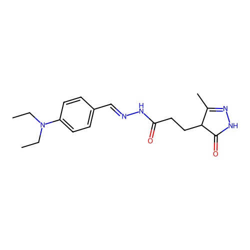 (E)-N'-(4-(diethylamino)benzylidene)-3-(3-methyl-5-oxo-4,5-dihydro-1H-pyrazol-4-yl)propanehydrazide structure
