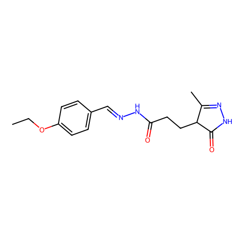 (E)-N'-(4-ethoxybenzylidene)-3-(3-methyl-5-oxo-4,5-dihydro-1H-pyrazol-4-yl)propanehydrazide structure