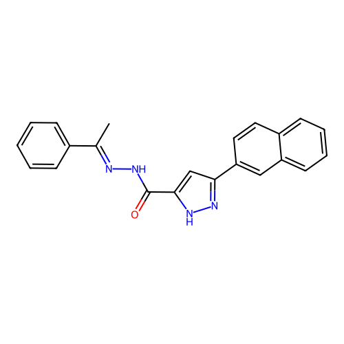 3-(2-Naphthyl)-N'-(1-phenylethylidene)-1H-pyrazole-5-carbohydrazide structure