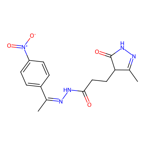 3-(3-methyl-5-oxo-4,5-dihydro-1H-pyrazol-4-yl)-N'-[(1Z)-1-(4-nitrophenyl)ethylidene]propanehydrazide structure