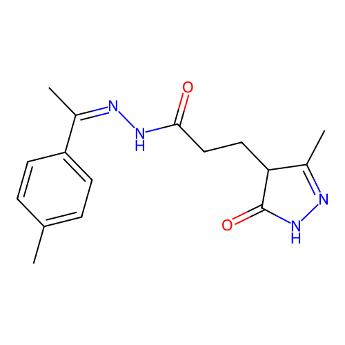 (Z)-3-(3-methyl-5-oxo-4,5-dihydro-1H-pyrazol-4-yl)-N'-(1-(p-tolyl)ethylidene)propanehydrazide structure