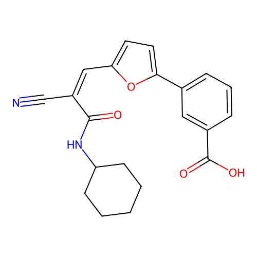3-[5-[2-cyano-2-(cyclohexylcarbamoyl)ethenyl]-2-furyl]benzoic Acid structure