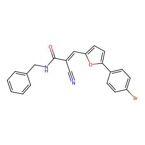 (E)-N-benzyl-3-[5-(4-bromophenyl)furan-2-yl]-2-cyanoprop-2-enamide structure