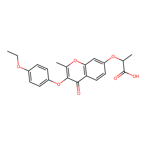 2-((3-(4-ethoxyphenoxy)-2-methyl-4-oxo-4H-chromen-7-yl)oxy)propanoic acid structure