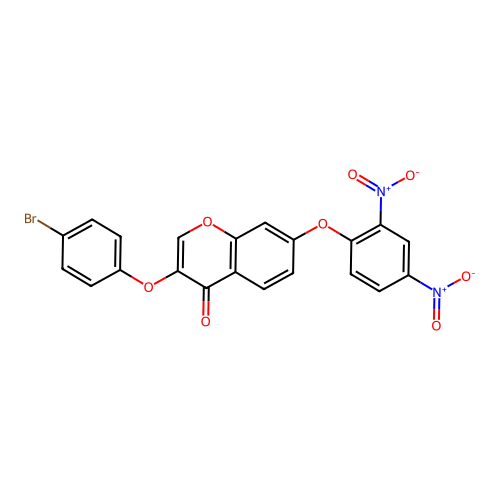 3-(4-bromophenoxy)-7-(2,4-dinitrophenoxy)-4H-chromen-4-one structure